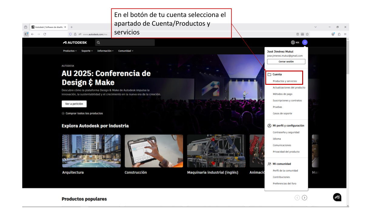 Accede a Cuenta > Productos y servicios